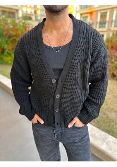 Elku Moda Hırka Triko Örgülü Desenli Örgü Hırka Şal Yaka Tüylenmez Naturel Pamuk Düğmeli Hırka Siyah Elku Moda Hırka Triko Örgülü Desenli Örgü Hırka Şal Yaka Tüylenmez Naturel Pamuk Düğmeli Hırka Siyah