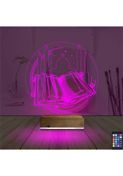 Luvivia Kuran-ı Kerim Cami 3d Lamba - Masa Gece Lambası Şeffaf