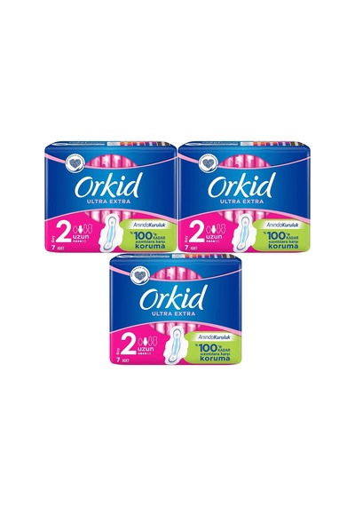 Orkid Ultra Extra Koruma Hijyenik Ped Uzun 3 x 7'li