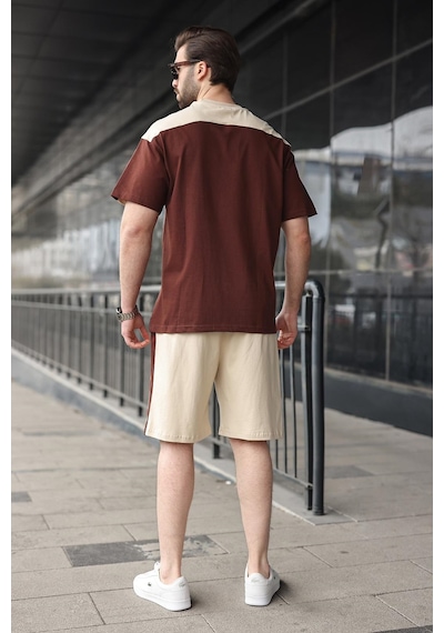 Madmext Acı Kahverengi Erkek Şort T-shirt Takımı E7346 Acı Kahverengi
