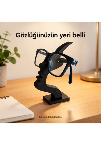 Yüz Silüeti Gözlük Standı Dekoratif Masaüstü Gözlük Tutucu Organizer Siyah
