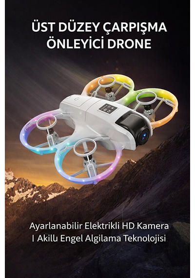 Mini Drone - Çift Kameralı Wifi Fpv Canlı Görüntü Aktarımlı Engel Tanımayan Led Işıklı Akıllı Drone