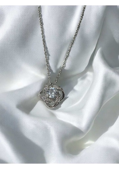 Zirkon Taş Kar Topu Model Kadın Paslanmaz Çelik Kolye Çelik