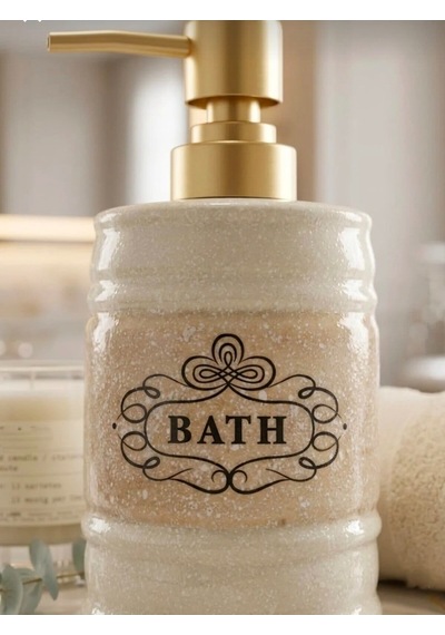 Artworks Bath Porselen Sıvı Sabunluk - Lüks Banyo Ve Mutfak Sabunluk 350 Ml Krem