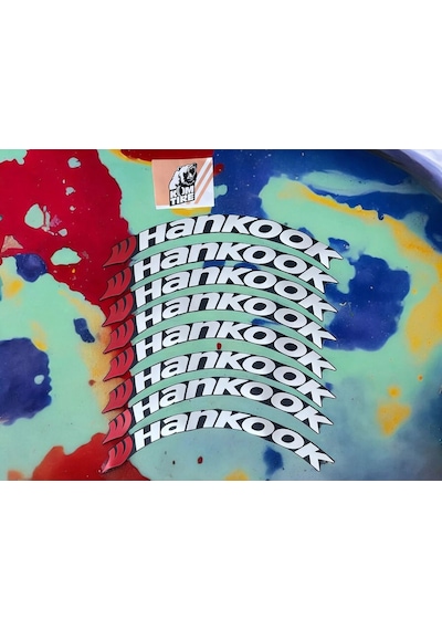 Motorsiklet Ve Otomobil Araç Lastik Yazısı Hankook 2.5 Cm 8 Adet Yapıştırıcı Arma Sticker