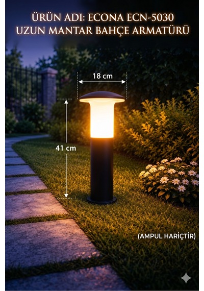 41 Cm Mantar Bahçe Yol Aydınlatma, Set Üstü, Duvar Armatürü, Çim,yürüyüş Yolu Aplik,dekoratif Armatür Ampul Hariç,lüks Yol Ve Peyzaj Armatürü