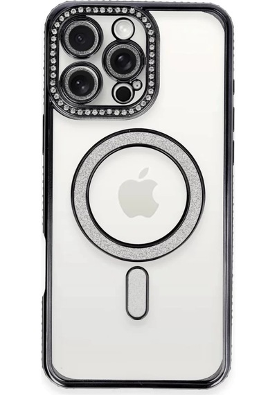 Newface Apple İphone 16 Pro Kılıf Joke Simli Magneticsafe Kılıf - Siyah