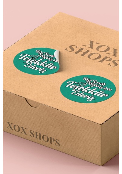 Teşekkür Ederiz Mint Yeşili Kargo Sticker 3x3cm St2159 Çok Renkli