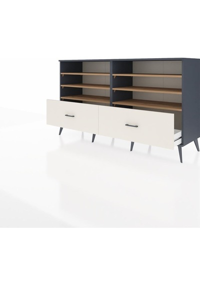 Hyperion Konsol 6 Raflı 2 Çekmeceli 176x44x99 Antrasit-çam/aytaş Antrasit-çam/aytaşı