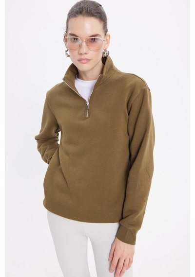 Tudors Kadın Relax Fit Rahat Kesim Pamuklu İçi Polarlı Yarım Fermuarlı Yeşil Dik Yaka Sweatshirt-42071 Yeşil Tudors Kadın Relax Fit Rahat Kesim Pamuklu İçi Polarlı Yarım Fermuarlı Yeşil Dik Yaka Sweatshirt-42071 Yeşil