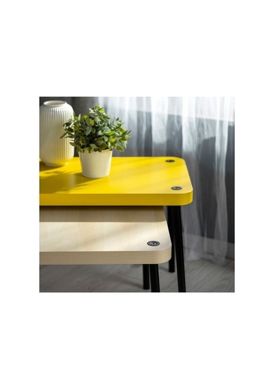 Ikea Sonhult Sehpa Seti, Sarı-huş Görünüm, 2 Parça