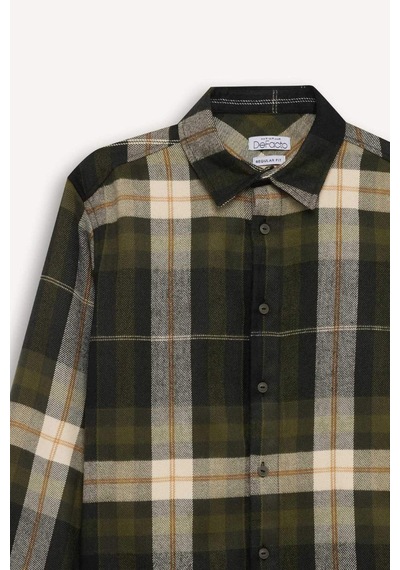 DeFacto Regular Fit Polo Yaka Kareli Flanel Uzun Kollu Gömlek D5835AX24AUNV64 DeFacto Regular Fit Polo Yaka Kareli Flanel Uzun Kollu Gömlek D5835AX24AUNV64
