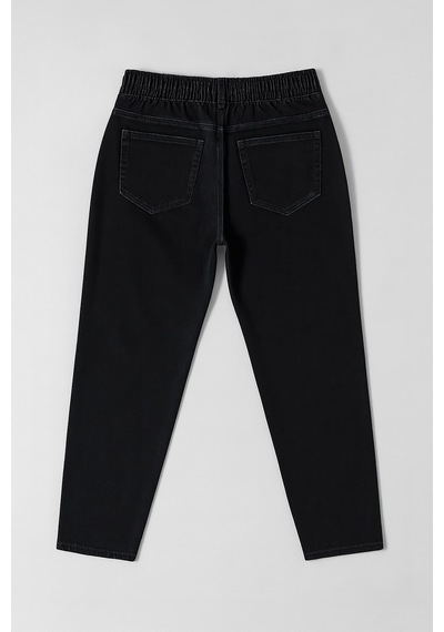 Kadın Yüksek Bel Beli Lastikli Antrasit Jean Pantolon Antrasit