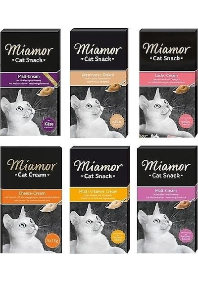 Miamor Cream Karışık Kedi Ödülü 6'lı 6 x 15 G