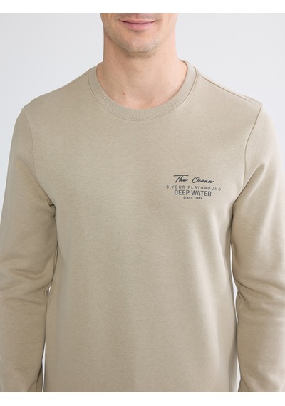 Lcwaıkıkı Classic Bej Bisiklet Yaka Erkek Kalın Sweatshirt