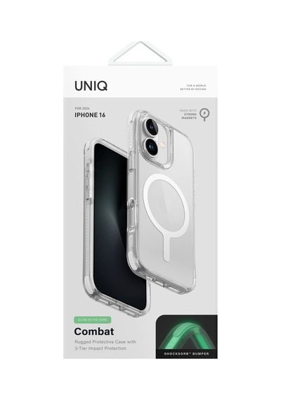 Apple Uyumlu iPhone 16 Kılıf Combat Serisi Üç Katmanlı Magsafe Özellikli Magclick Koruyucu Kılıf Clear