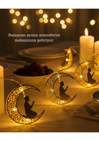 Muratech Dekoratif Ramazan Ay Işığı Secde Eden Adam Figürlü Metal