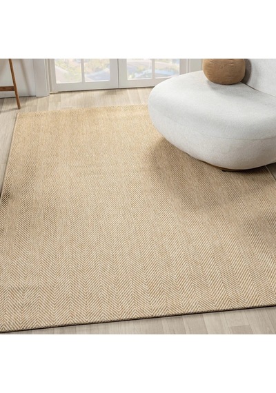 Düz Bej Kılçık Desenli Modern Halı - L665bjbo Kahve