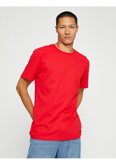 Koton Basic Tişört Slim Fit Bisiklet Yaka Kısa Kollu Pamuklu Kırmızı 3sam10057hk Kırmızı