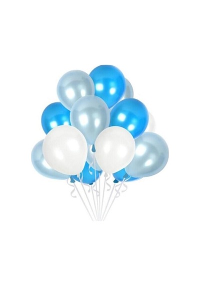 Mavi Beyaz Gri Metalik Balon 50 Li+Balon Zinciri Kemer Şerid+Bal