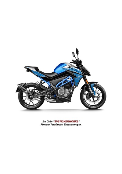 Cfmoto 250nk Orta Tattoo Desen Dövme Sticker Set Sağ Ve Sol Yeni Kasa Uyumlu Mavi