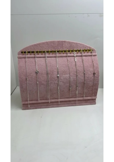 Bombeli Süet Kumaş Pembe Renk 20/24 Cm Ayaklı Kancalı Bileklik Sergileme Standı