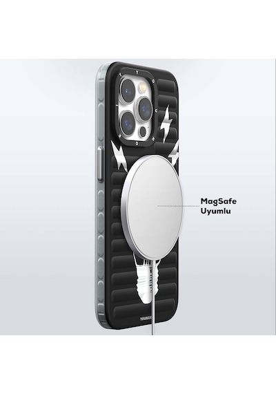 Apple Uyumlu iPhone 14 Pro  Kılıf Max Magsafe Şarj Özellikli Youngkit Open Mind Serisi Kapak Siyah