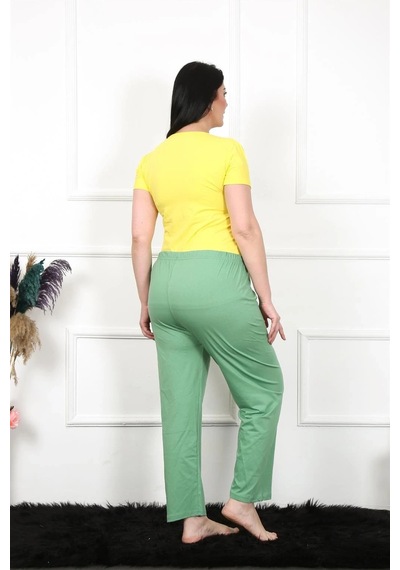 Mtm My The Mall Kadın Pamuklu Büyük Beden Alt Pijama Yeşil Yeşil