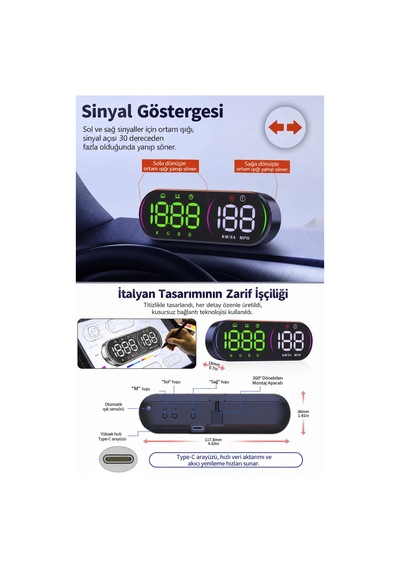 1990-2026 Renault Clio Gps Hız Göstergesi Hud Dijital Hız Saati
