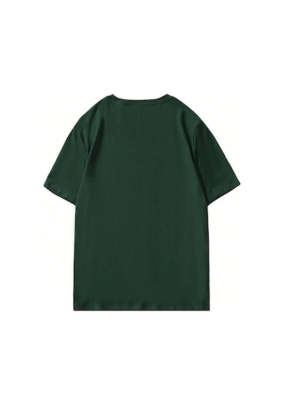 Beach Logo T-shirt - Yeşil Baskılı Oversize Bisiklet Yaka Kısa Kol Yeşil