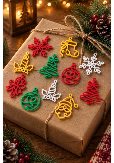 Yılbaşı Figürlü Noel Süsleri - 6 Adetli Paket - Karışık Renkler Diğer