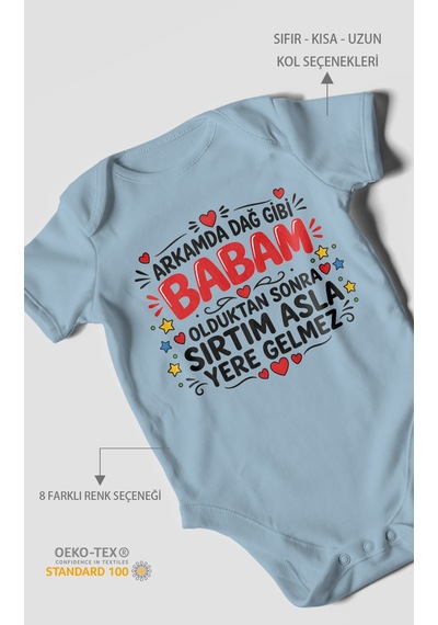 Morivokids Babaya Özel Kısa Kollu Bebek Body %100 Pamuk Zbn286-kk Bebe Mavisi