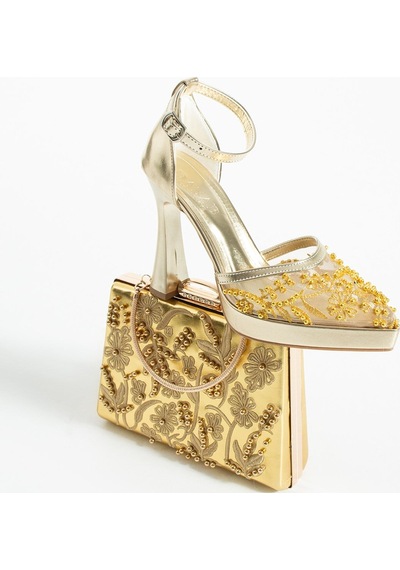 Dabab Shoes Pearly Gold Ayakkabı Çanta Kombin Platformlu 11cm Topuklu İncili Bantlı Abiye Ayakkabı Ve Çanta Seti Altın Kombin Dabab Shoes Pearly Gold Ayakkabı Çanta Kombin Platformlu 11cm Topuklu İncili Bantlı Abiye Ayakkabı Ve Çanta Seti Altın Kombin