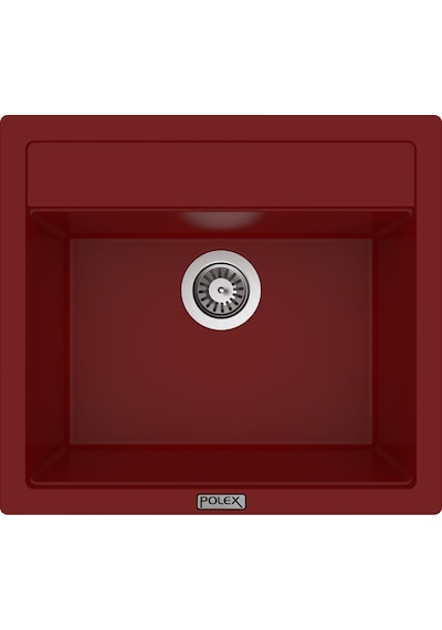Polex Cristalüx Granit Evye P-08 Bordo Tezgah Altı Ve Tezgah Üstü Kare Mutfak Evyesi 55.5x50 CM