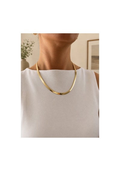 Démila Solenne Premium Gold Yassı İtalyan Zincir Kolye Altın Altın