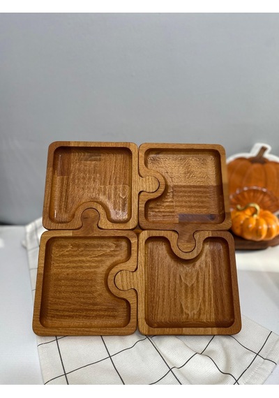 Hbs Art Design Ahşap Geçme 4 Lü 30 Cm Çerezlik