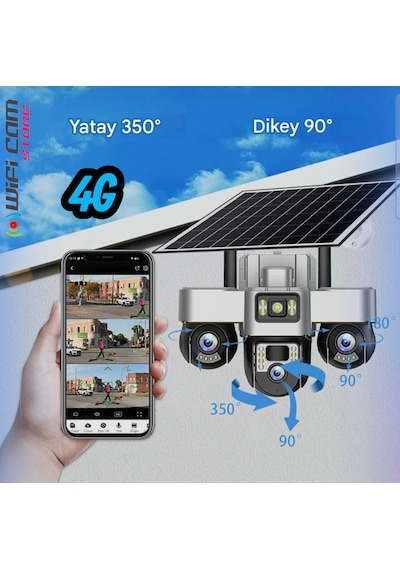 3 Motorlu V380 4g Solar Kamera