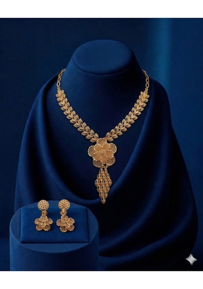 Neritha Altın Kaplama Kolye&küpe Özel Tasarım Kadın Takı Seti Luxury