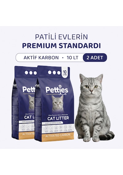 Petties Aktif Karbonlu Kedi Kumu 10 Lt X 2