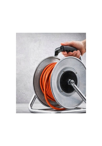 Klc Seyyar Makaralı Kablo Kapaklı 4 Prizli Metal Uzatma Kablosu 3x1.5 Mm Cca Kablo 35 Metre. 35 M