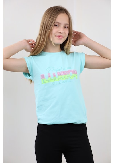 Toontoy Kids Toontoy Kız Çocuk Illusıon Baskılı Tişört Mint Yeşili