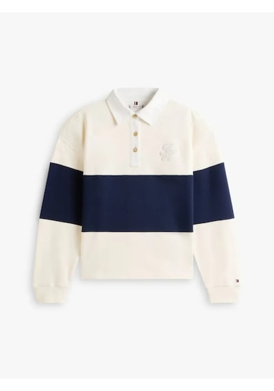 Tommy Hilfiger Gold Btn Rugby Terry Swtsrt Kadın Bej Sweatshirt - Ww0ww49519 Bej