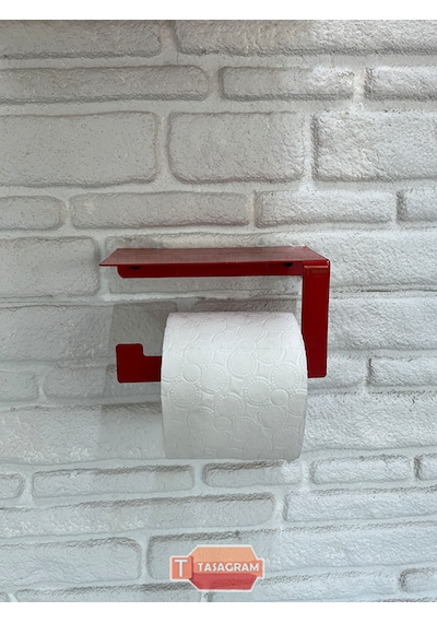 Metal Kırmızı 2'li Set 30cm Havlu Askılığı Ve Tuvalet Kağıdı Askı