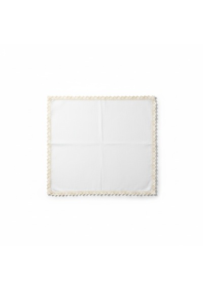 Fabricasa Dantel Kenarlı Keten Peçete 40x40 Cm Beyaz - Ekru