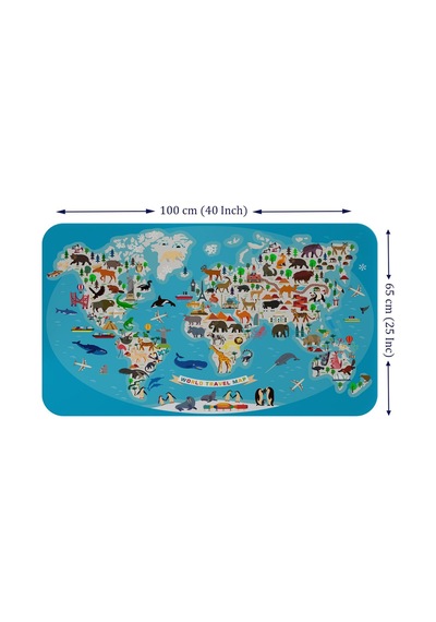 Eğitici Dünya Haritası Dünya Atlası Çocuk Ve Bebek Odası Duvar Sticker-60x105-3787 Çok Renkli