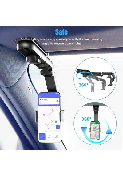 Cr53 Çok Fonksiyonlu Güneşlik Ve Dikiz Aynası Araç İçi Telefon Tutucu 360 Dönebilen Katlanabilir Çok Eklemli Telefon Tutucu 1