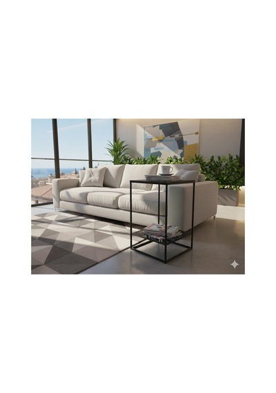 Yan Sehpa Raflı Sehpa Renkli Sehpa Siyah - 819156376 Siyah