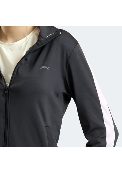 Slazenger RIFLE Kadın Fermuarlı Dik Yaka Cepli Koyu Gri Eşofman Takımı
