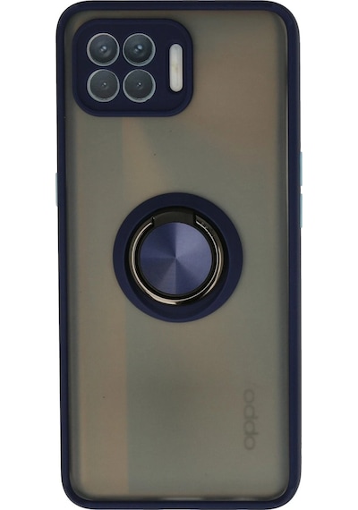 Cosmotex Newface Oppo Reno 4 Lite Kılıf Montreal Yüzüklü Silikon Kapak - Lacivert