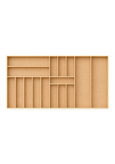 90x46 Cm Ahşap Kaşıklık Çekmece İçi Organizer Doğal Ahşap Mutfak Düzenleyici